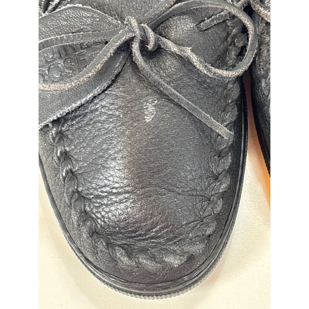 Minnetonka Moosehide Classic Moccasins Black Leather Loafers Men 8.5 US